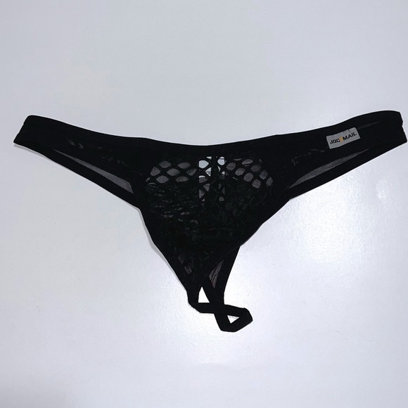 Jockmail Mesh Fishnet Sheer Thong Black Size L (30-32) JM220 NWT - Picture 6 of 12